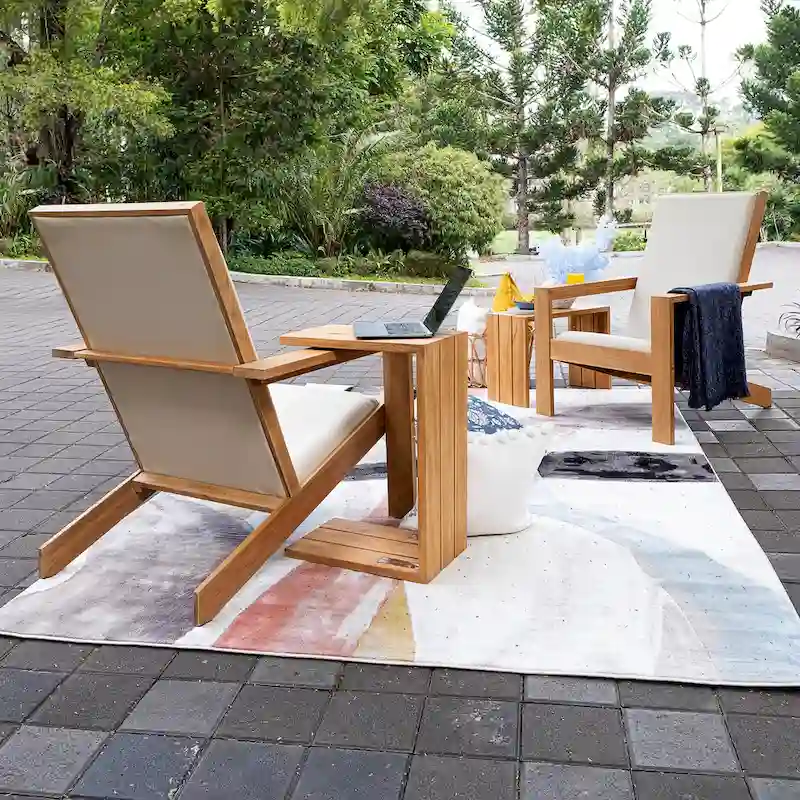 Cambridge Casual Napa Upholstered Teak Wood Modern Adirondack Chair