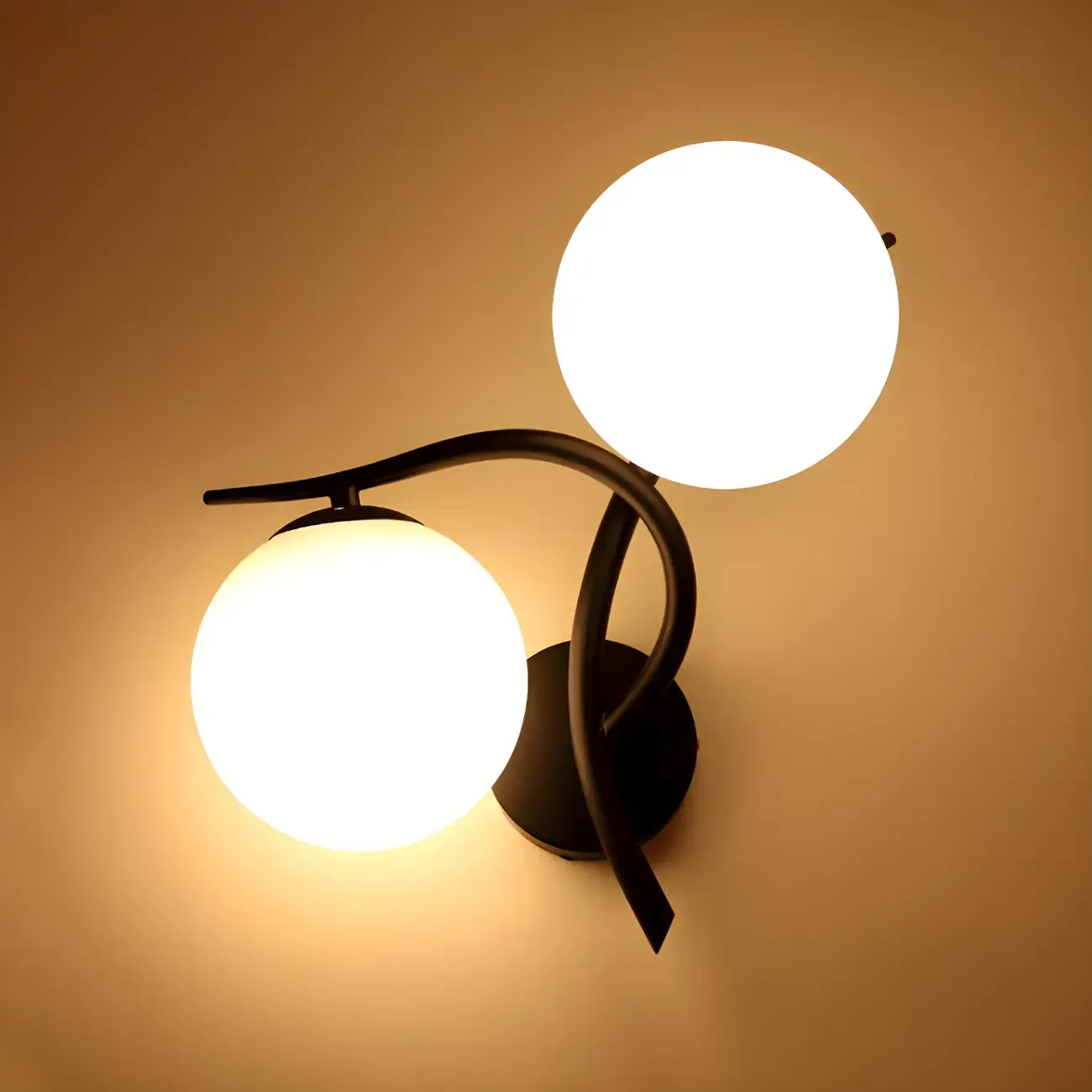 Modern Globe Glass Twisted Golden Dual Vanity Light