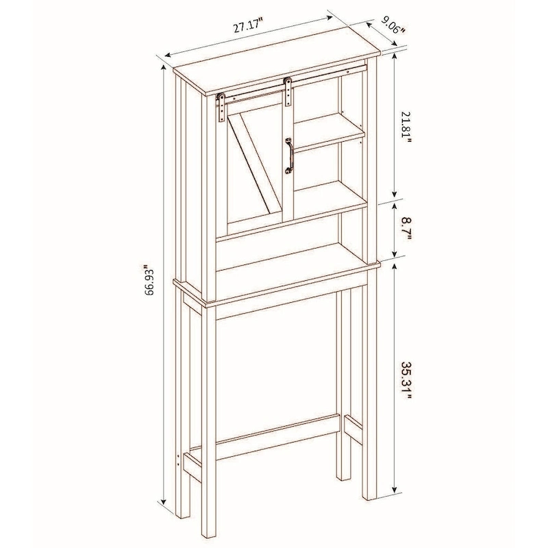 Farmhouse White MDF Wood Over-the-Toilet Space Saver Bathroom Cabinet