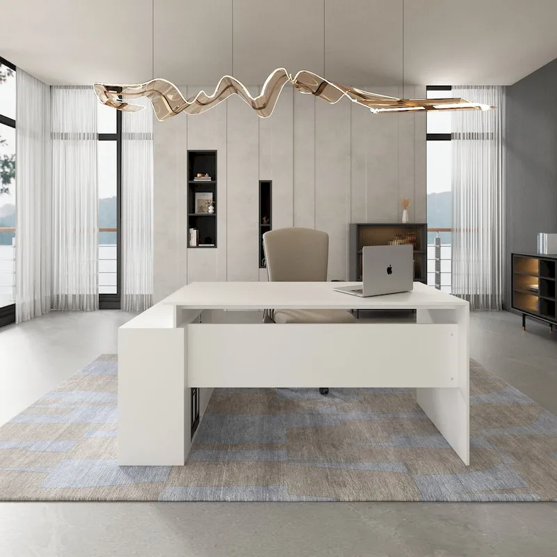 Office Computer Desk L Shaped Corner Desk Drawers Shelves