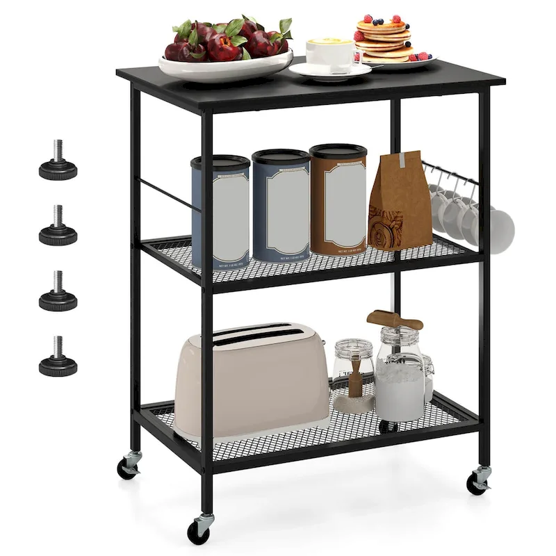 3-Tier Kitchen Serving Cart Utility Standing Microwave Rack - See Details