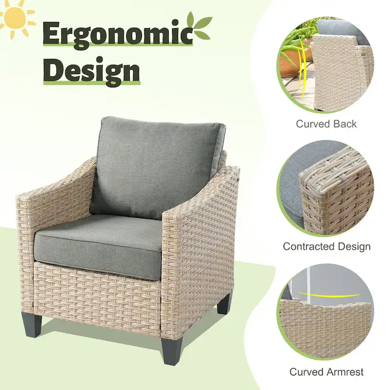 HOOOWOOO 8-piece Wicker Patio Furniture Conversation Sofa Set