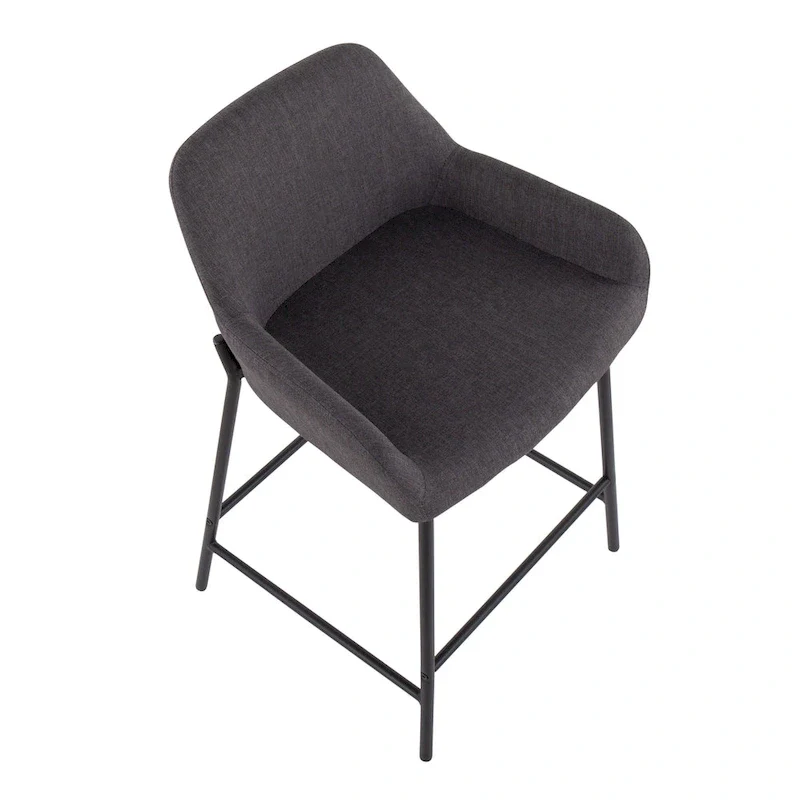 Galotti Black Fixed-Height Upholstered Counter Stool - Set of 2