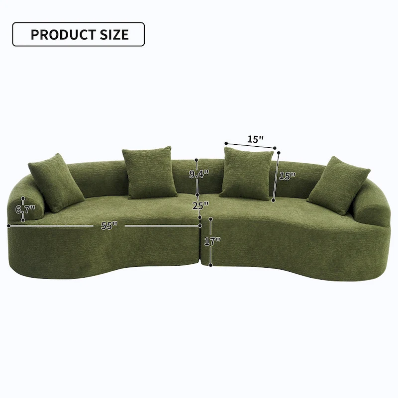 Luxury Chenille Fabric Sofa,4 Seater Modular Curved Sectional Couch