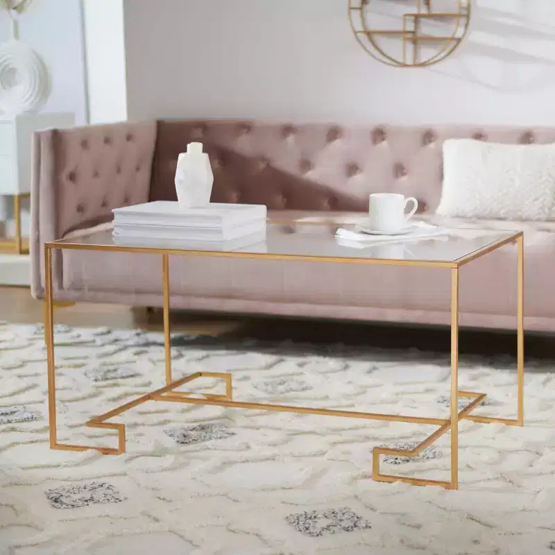 Burton Coffee Table - FOX2582A - Gold/Clear - Safavieh Couture