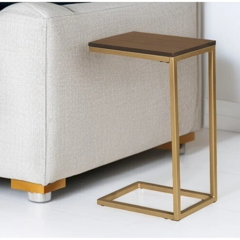 25 Dark Brown Solid Wood And Steel Frame End Table