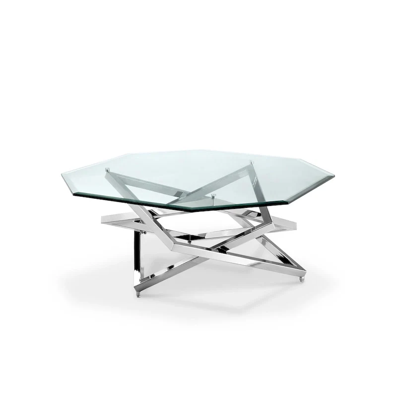 Lenox Square Modern Chrome Metal and Glass Coffee Table