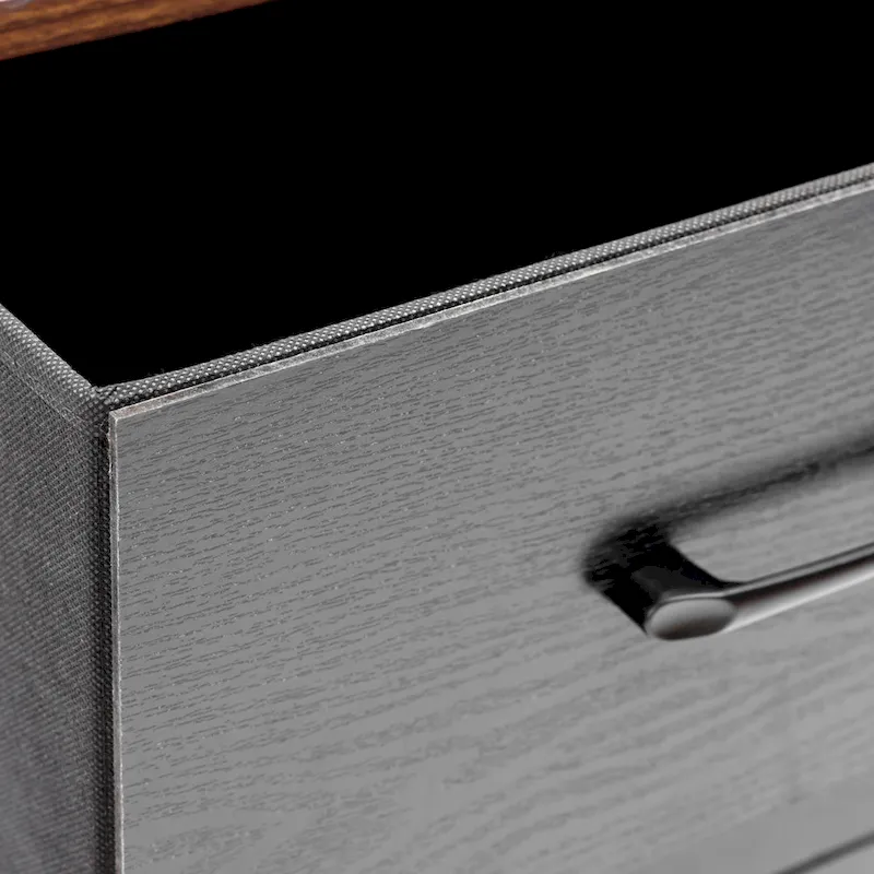 Black Manufactured Wood 4-Drawer Accent Chest with Brown Accents