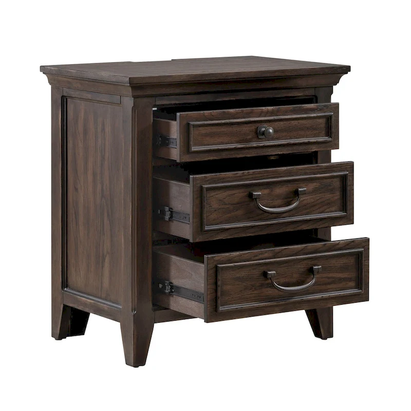 Paradise Valley Saddle Brown Nightstand with Charging Station
