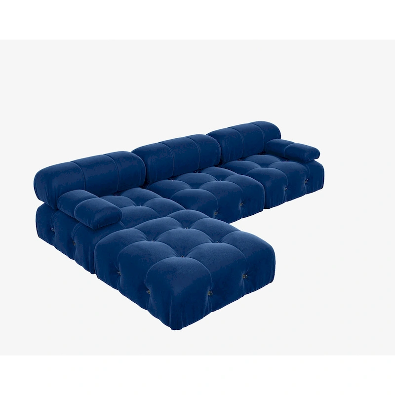 104  Wide Velvet Reversible Modular Sofa & Chaise with Ottoman