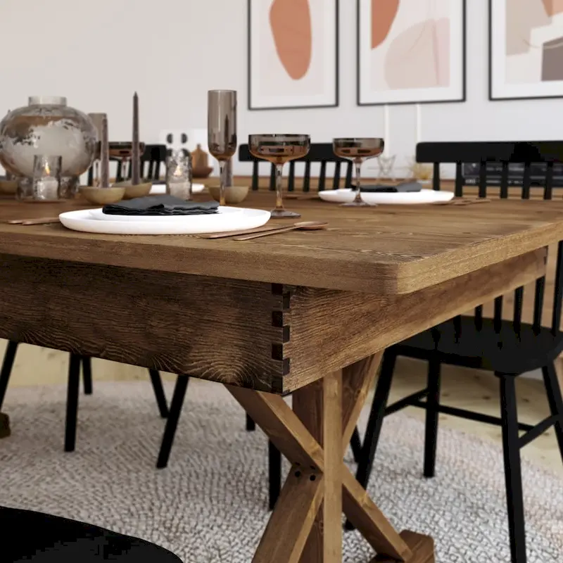 7' x 40 Rectangular Antique Rustic Solid Pine Folding Dining Table