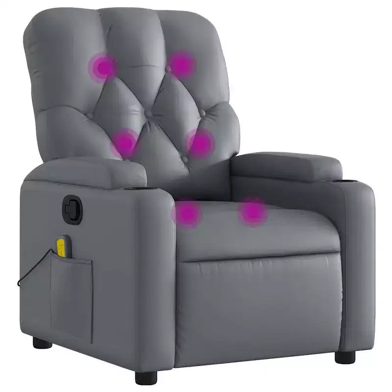 vidaXL Massage Recliner Chair Cream Faux Leather