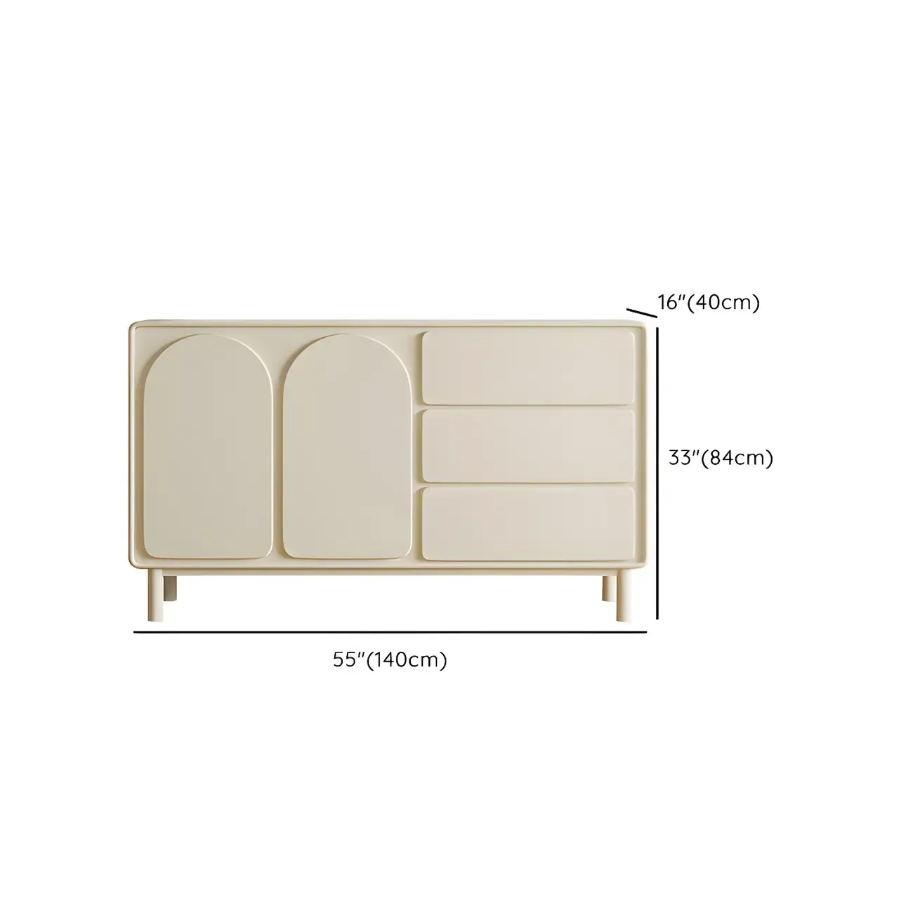 Durable Off-White Wooden Combo Dresser with Shelves