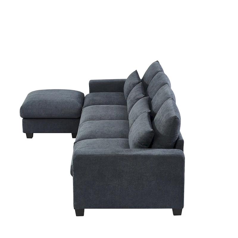 Modern Convertible Large L-shaped Feather Filled Sectional Sofa with Reversible Chaise - 129.9W x 72D x 31.5H