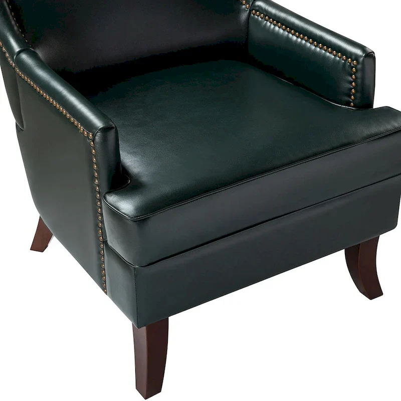 Angeles Mid-century Modern Ergonomic Vegan Leather Armchair with Wingback Set of 2 by HULALA HOME