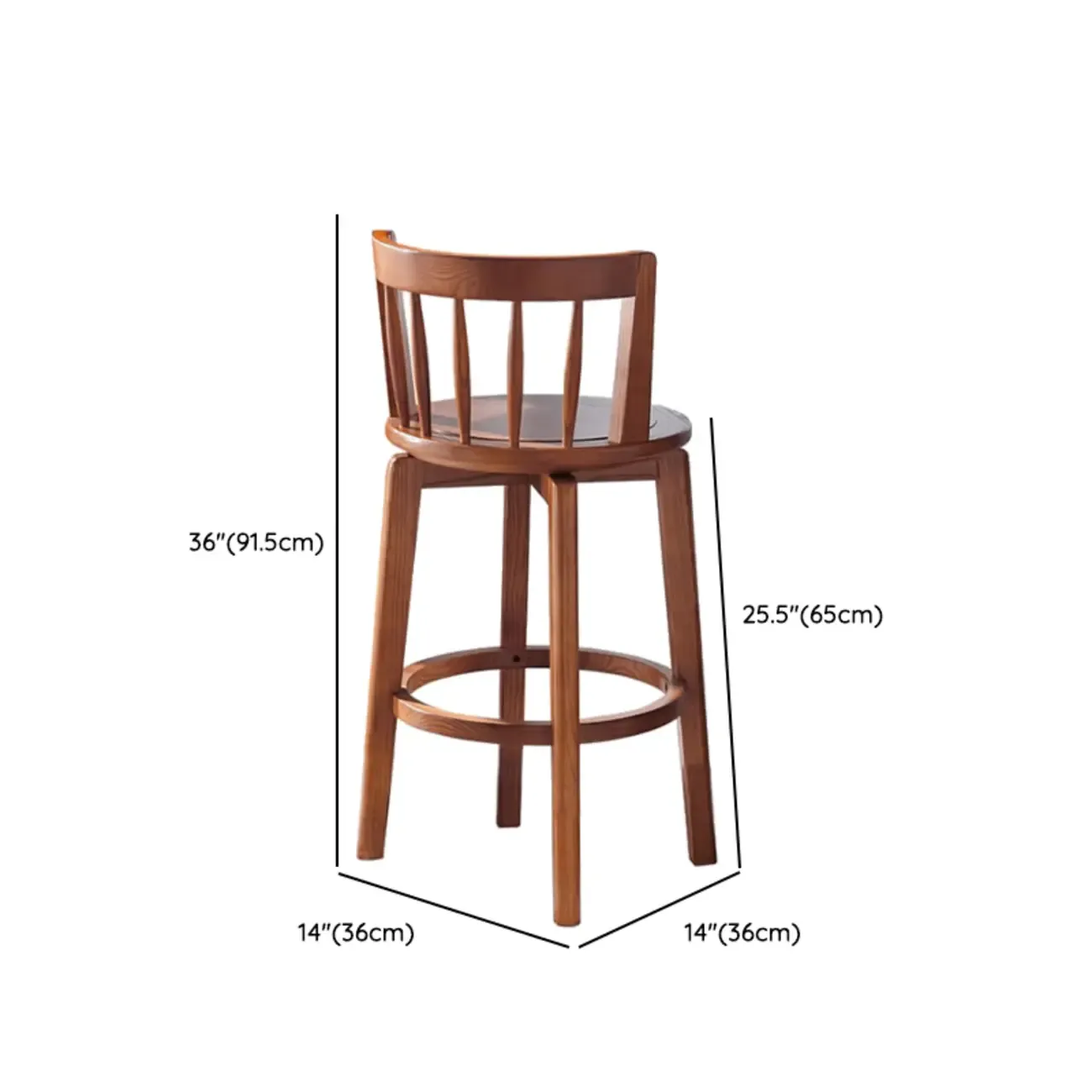 Mid-century Modern Wooden Swivel Bar Stool Upholstered