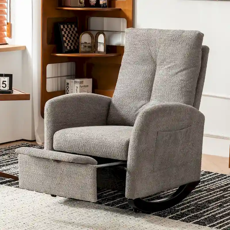 Accent Rocking Chair with Footrest High Back
