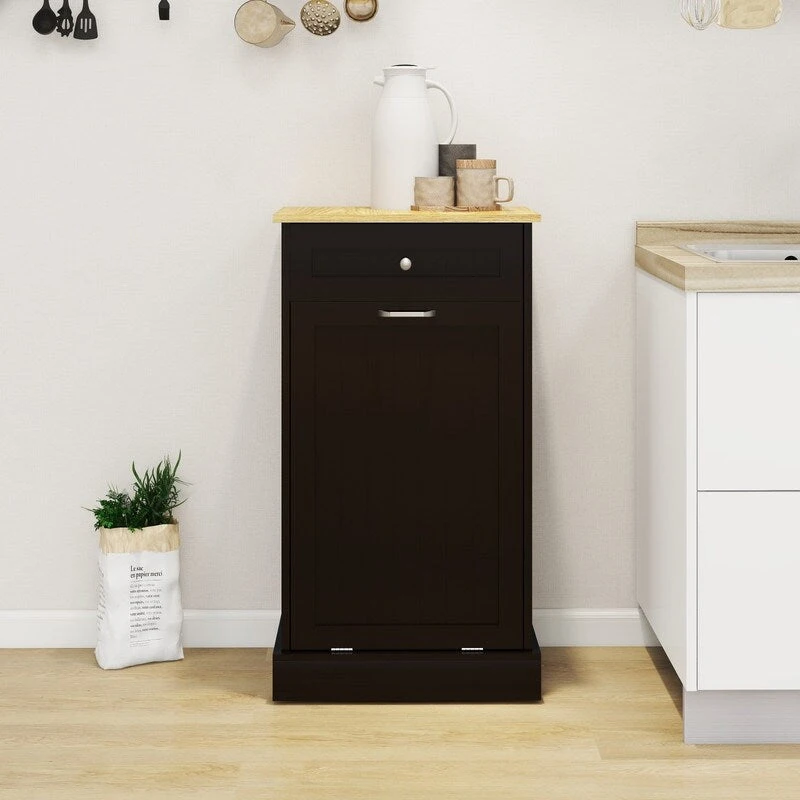 1 Drawers and 1-Compartment Tilt-Out Trash Cabinet Kitchen Trash Cabinet