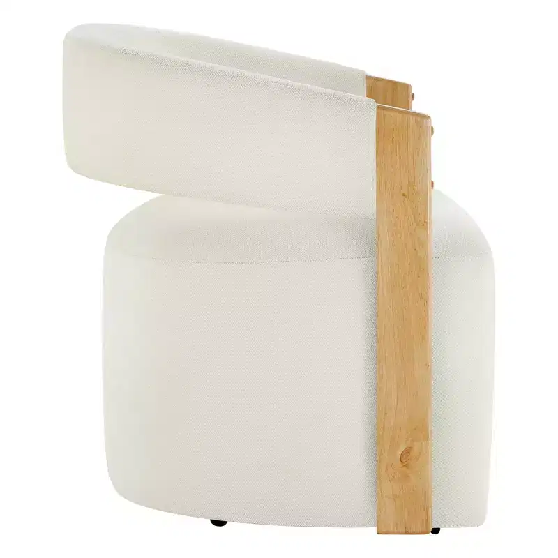 Spruce&Spring Upholstered Dining Chair with Wood Armrests & Hidden Wheels