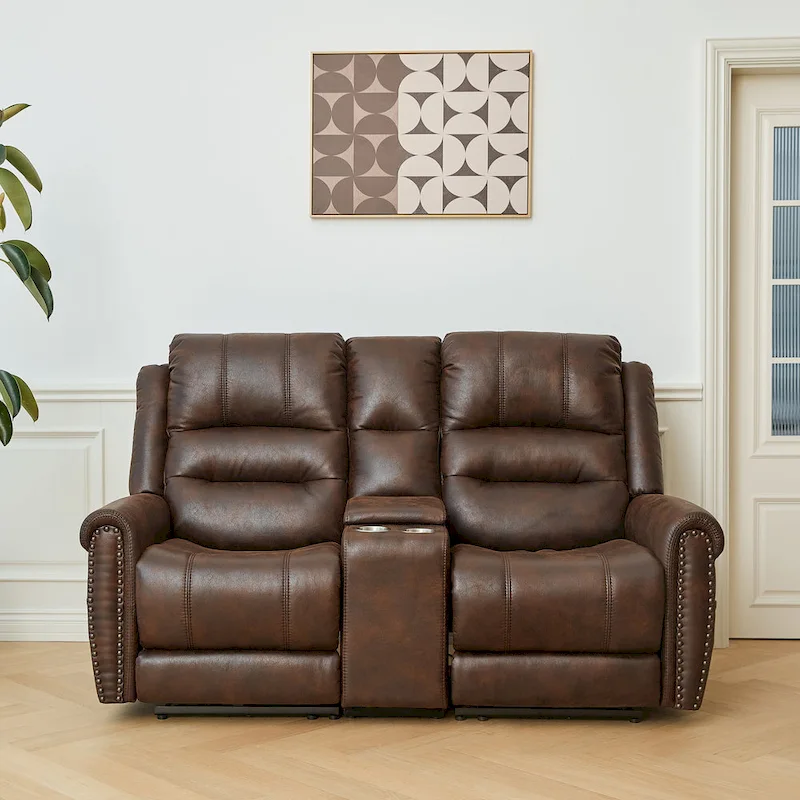 Power Sofa Loveseat Recliner Adjustable Headrest High Back Nailhead