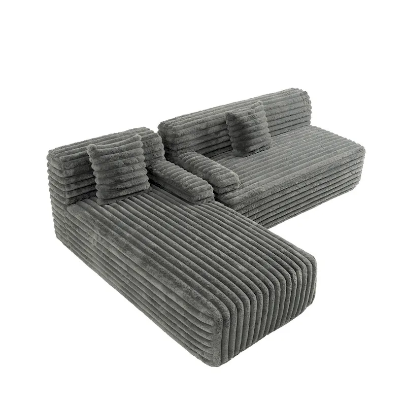 Cloud Sectional Sofa, Modern Upholstered Couch with 2 Throw Pillows, Free-Combined Sofa, Modular Sectional L Shaped Couch