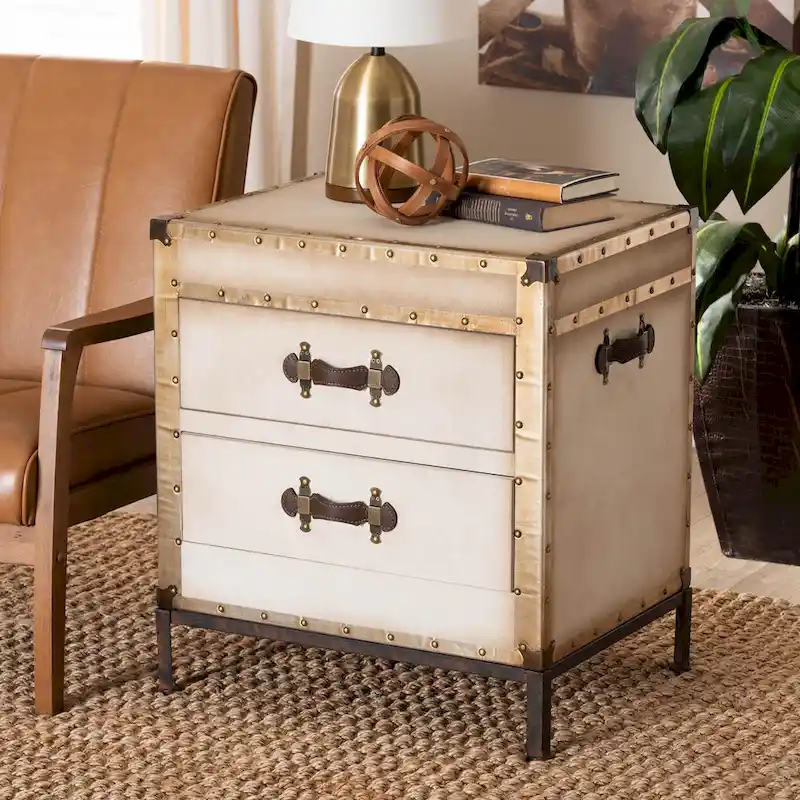 Laura Vintage Canvas End Table Trunk