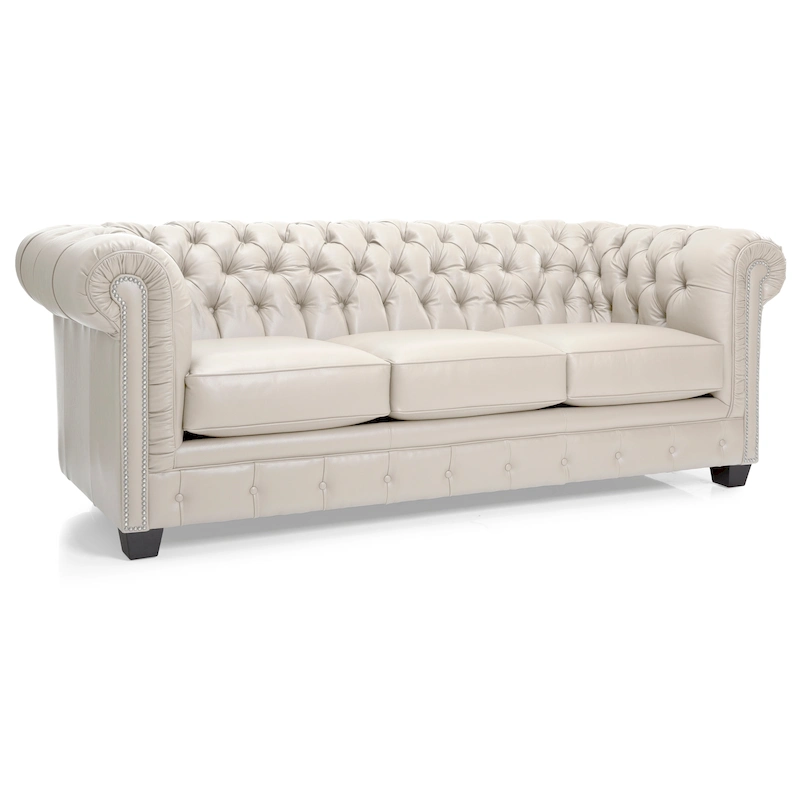 Hancock Tufted Top Grain Italian Leather Chesterfield Sofa - 31 H x 86 W x 40 D