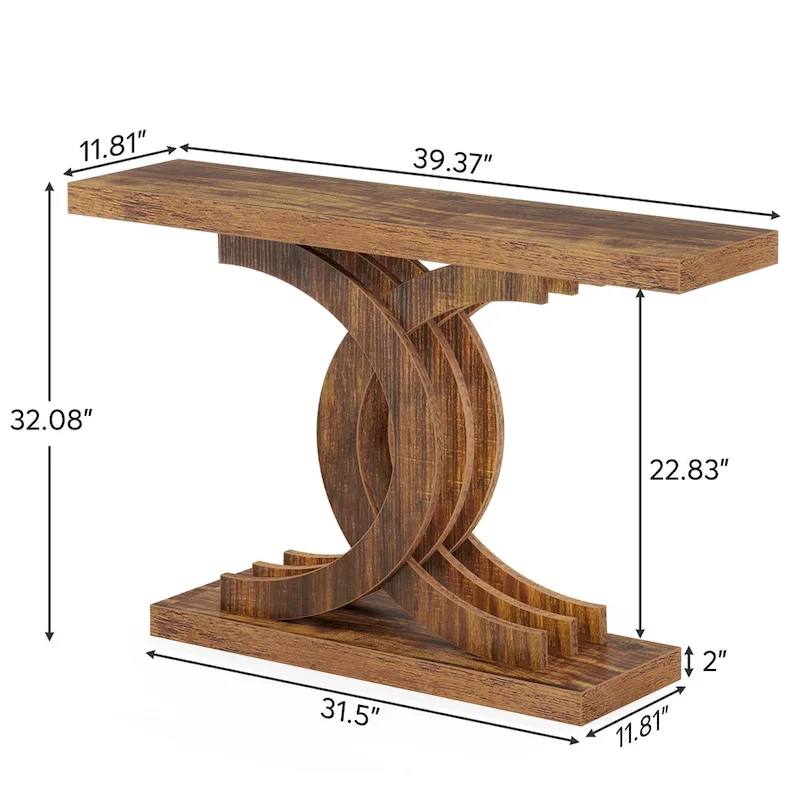Console Table, Entryway Table with Geometric Legs, Sofa Table - 11.81D x 39.37W x 31.49H