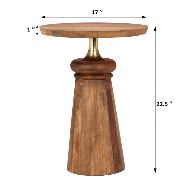 Christopher Knight Home Mango Wood and Metal Pedestal End Table