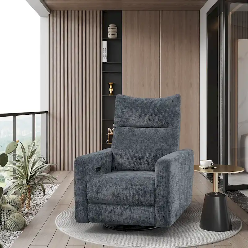 Olmas 33.5 W Power Swivel Glider Recliner with USB Charger