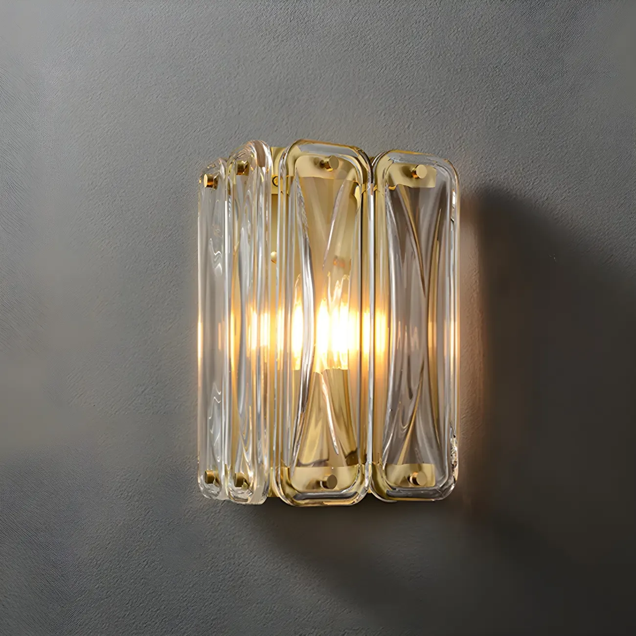 Modern Gold Metal Clear Glass Geometry Wall Sconce
