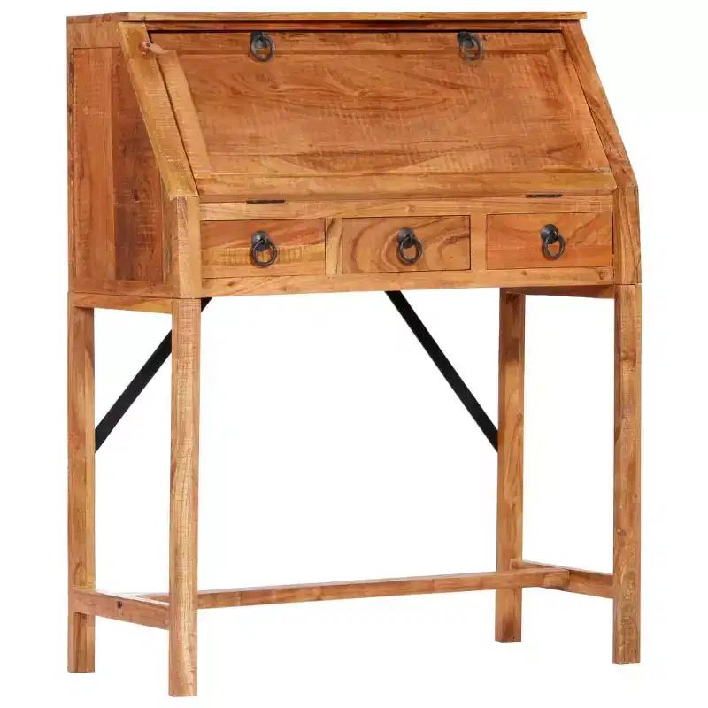 vidaXL Writing Desk Brown Solid Acacia wood Medium Desk Rectangular
