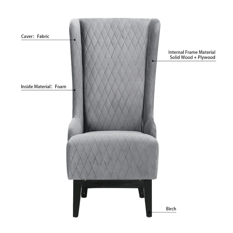 Upholstered Velvet Accent Chair with High Wingback and Wooden Legs