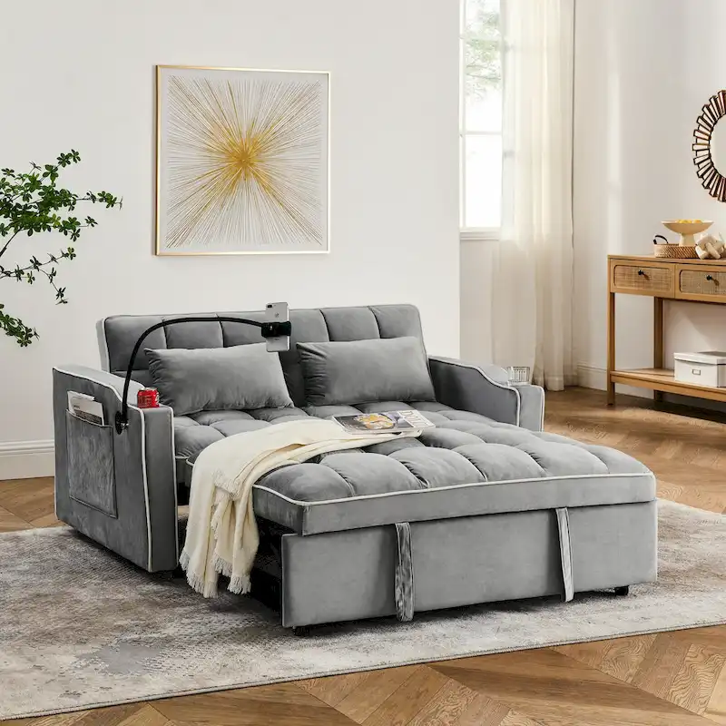 55.51 inch versatile foldable sofa bed in 3 lengths