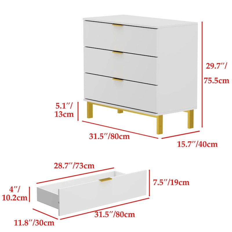 Timechee 3 Drawer 29.7 H Storage Chest Black Dresser End Table