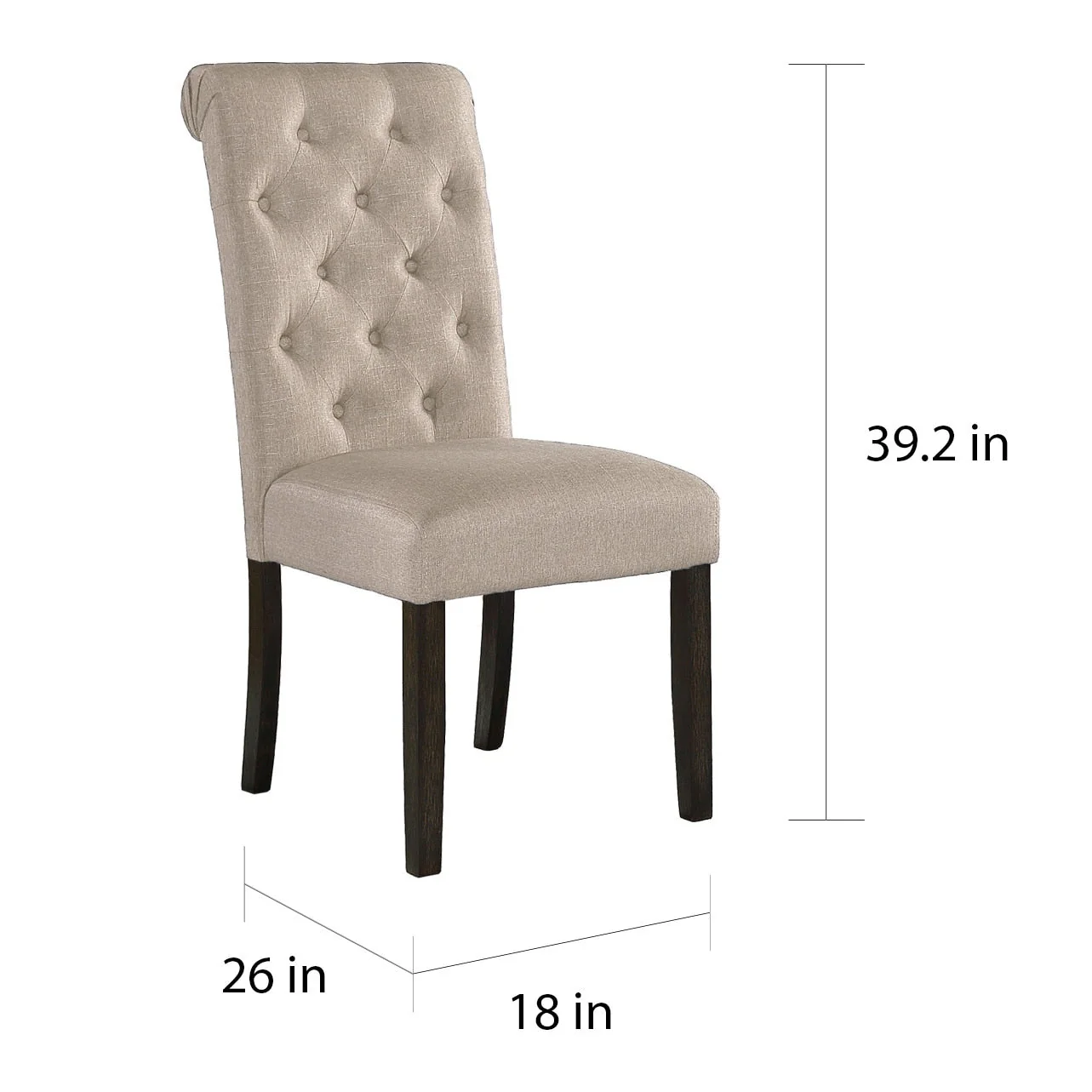 Roundhill Furniture Leviton Solid Wood Tufted Dining Chair (Set of 2)