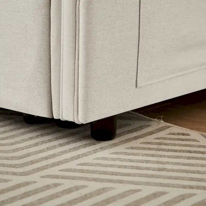 Linen Convertible Loveseat Sleeper Sofa with Adjustable Backrest - 38.60 x 54.00 x 31.90