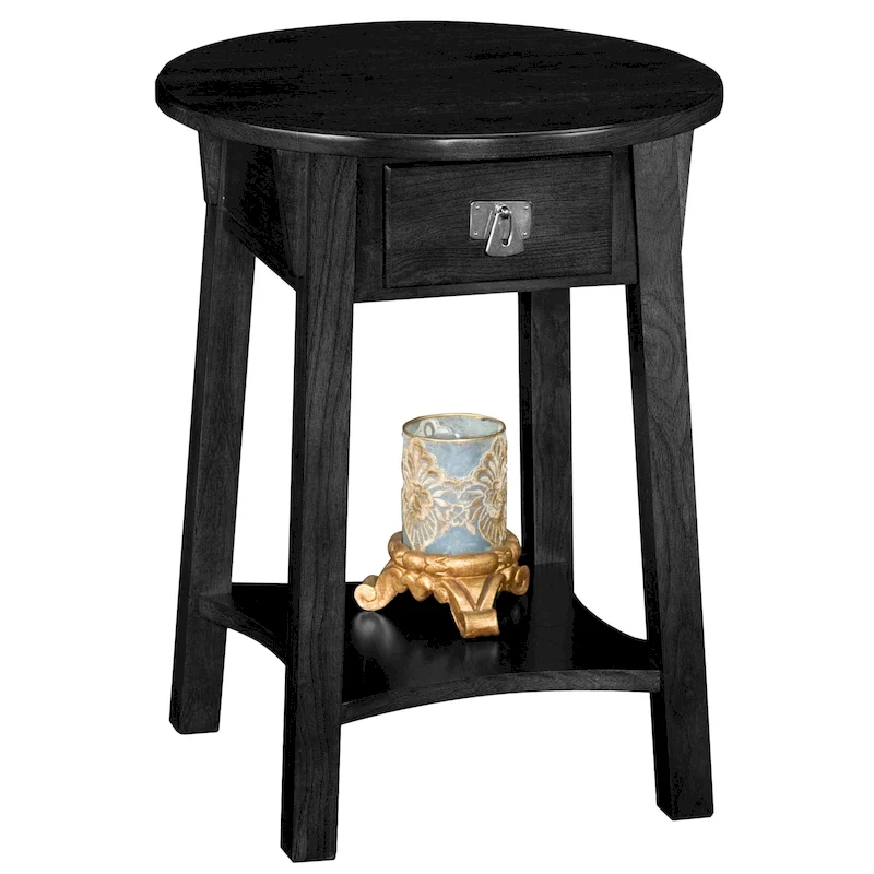 Mission Round End Table with Drawer