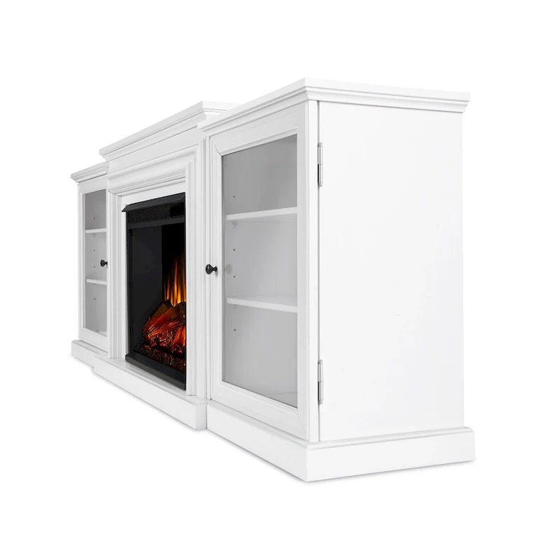 Frederick 72 Electric TV Stand Fireplace in White by Real Flame - 72L x 15.5W x 30H