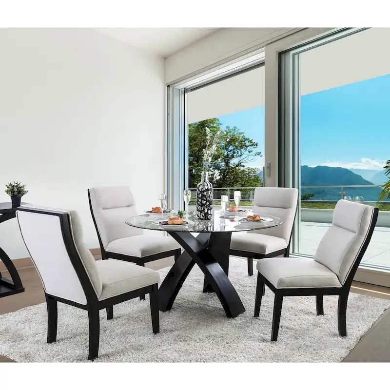 Zibo Contemporary Black 5-Piece Round Dining Set by Furniture of America