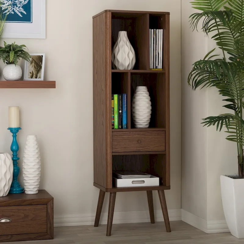 Mid-century Retro Modern 1-drawer Sideboard Storage Cabinet Bookcase Organizer