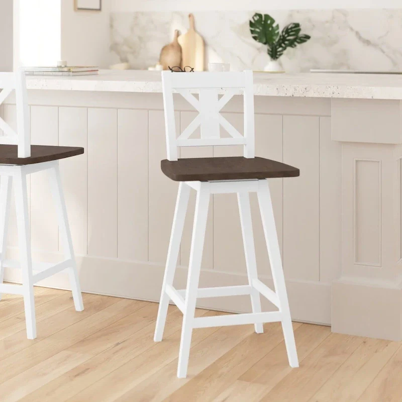 Modern Farmhouse Wooden Swivel Counter Stool