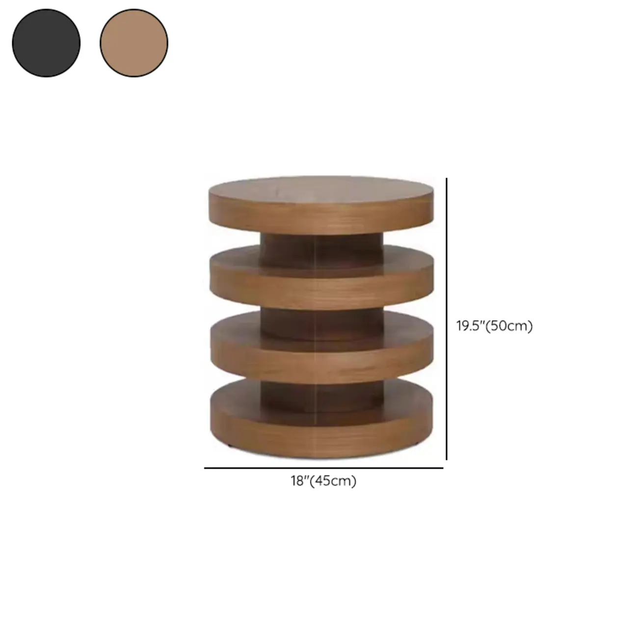 Living Room Black Circular Stacked Wood Side Table