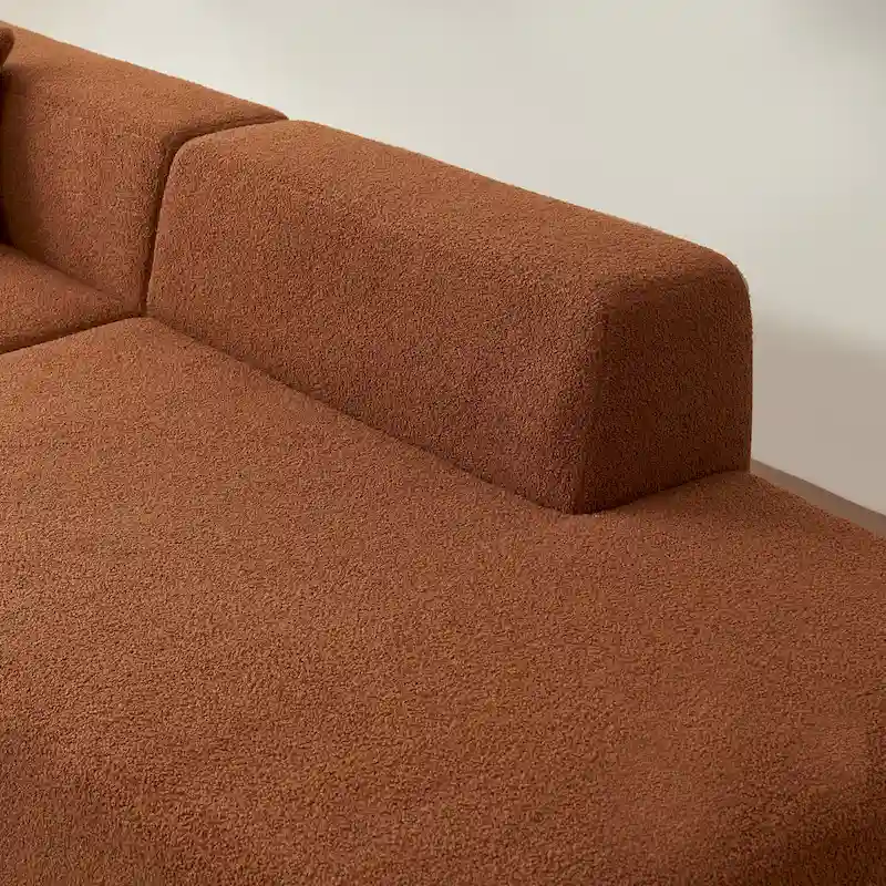 105.51 Modern L-Shape 5 Seater Modular Sectional Sofa Couch with Chaise Lounge, in Soft Lambswool Sherpa Fabric