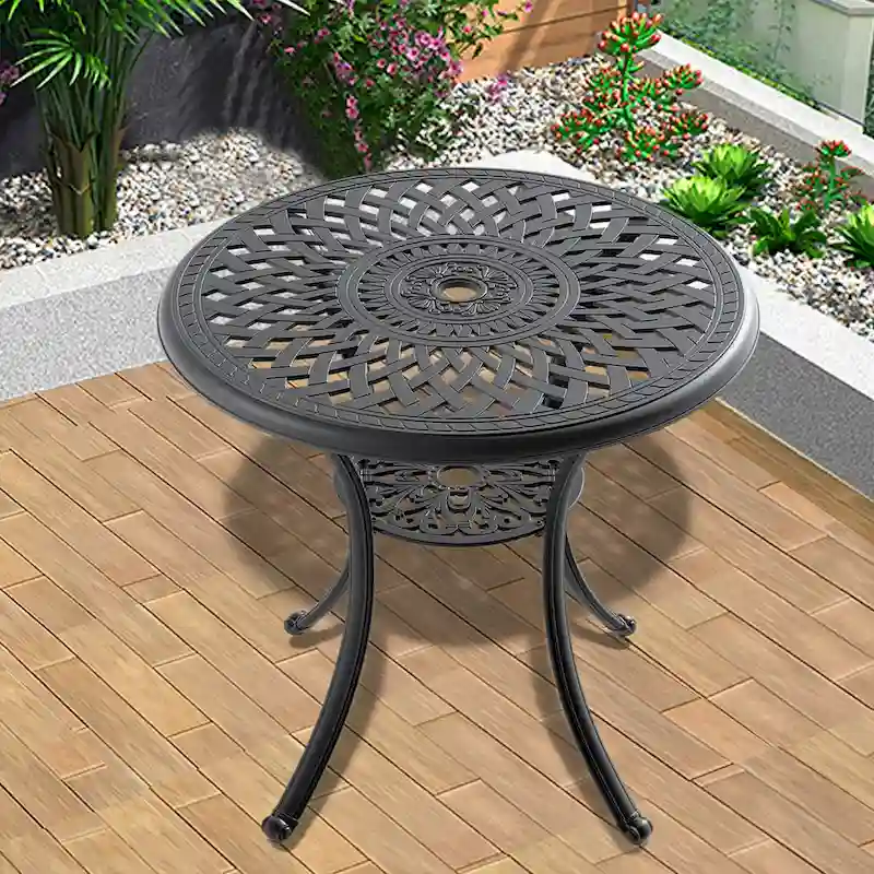 30.71-inch Cast Aluminum Patio Dining Round Table