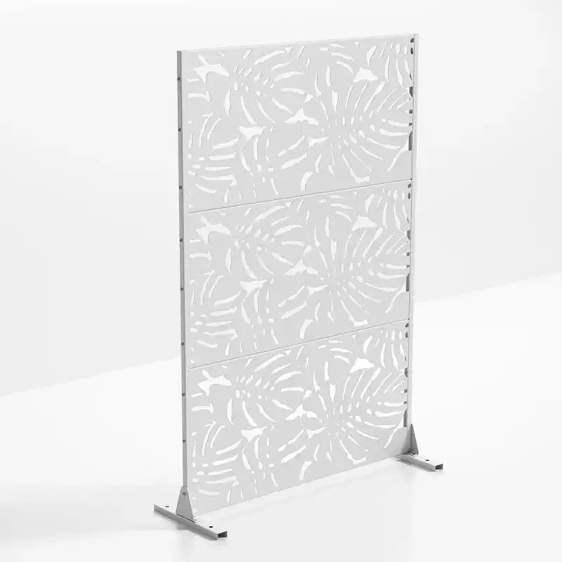 White Metal Freestanding Single-Panel Room Divider, 72