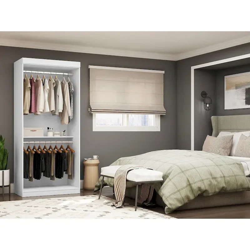 35.9 Open Double Hanging Modern Wardrobe Closet with 2 Hanging Rods