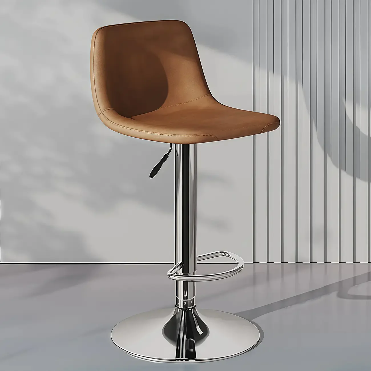 Adjustable Leather Bucket Swivel Bar Stools