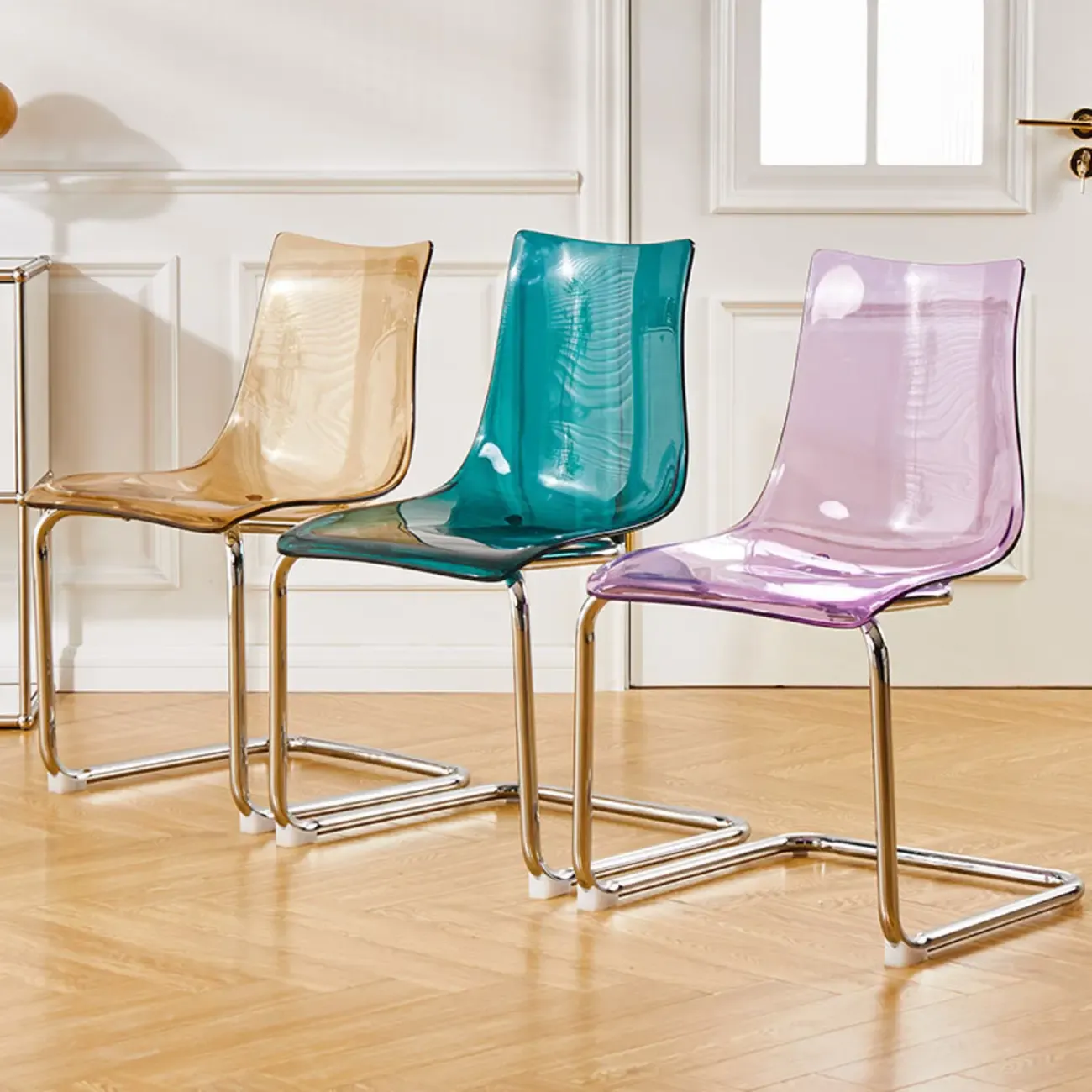 Modern Armless Plastic & Acrylic Dining Chair