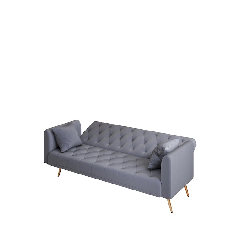 Tufted Grey Upholstered Convertible Double Folding Sofa Bed - 19.00 x 71.00 x 30.00